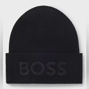 Boss Black Ribbed Beanie NWT